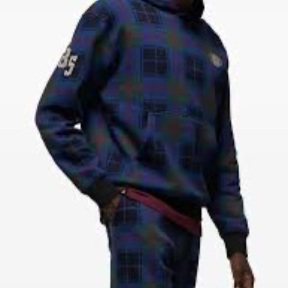 Jordan Essential Holiday Hoodie Men’s Size Small Blue Green Plaid Nike - Picture 3 of 13